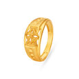 Rhombic Carved Gold Finger Ring For Men,,hi-res image number null