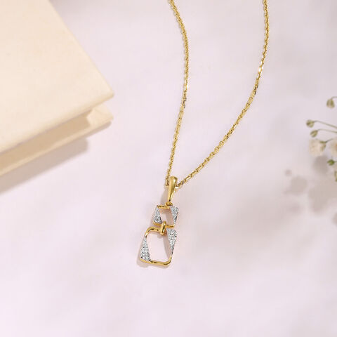 Contemporary Square Gold & Diamond Pendant