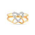 14 KT Yellow Gold Entwined Hearts Diamond Ring,,hi-res image number null