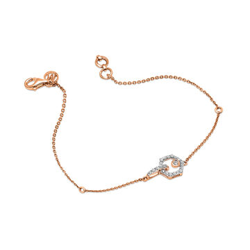 14 KT Rose Gold Hexagon Diamond Bracelet