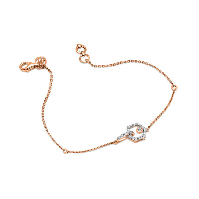 14 KT Rose Gold Hexagon Diamond Bracelet,,hi-res image number null