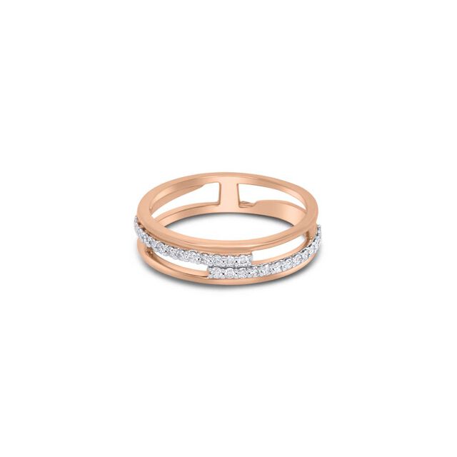 14 KT Rose Gold Poised Diamond Ring,,hi-res image number null