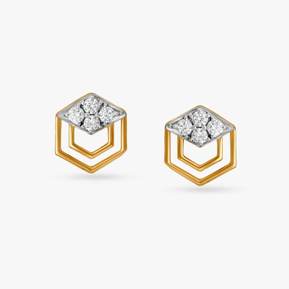Hexagon earrings studs sale
