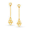 Dainty 18 Karat Yellow Gold And Polki Floral Drops,,hi-res image number null