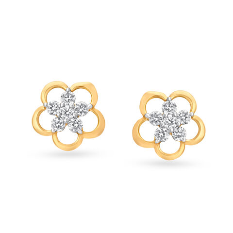 Gleaming Floral Diamond Stud Earrings