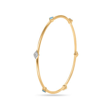 14 KT Yellow Gold Drop Diamond Bangle