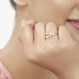 18 KT Yellow And White Detachable Petite Pave Leaf Diamond Ring,,hi-res image number null