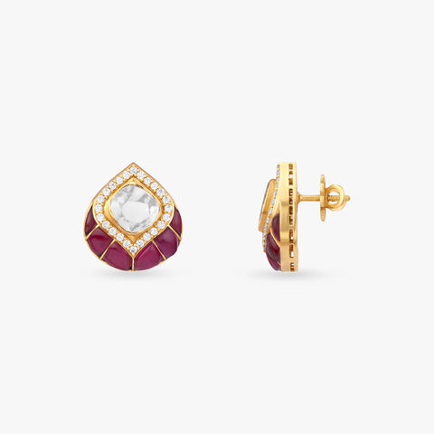 Polki Halo Petal Studs