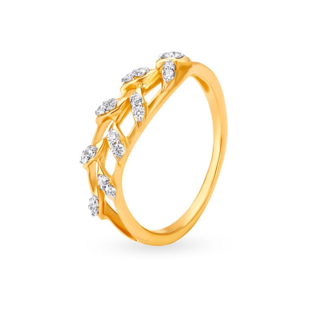 Leaf Pattern Contemporary Diamond Finger Ring,,hi-res image number null