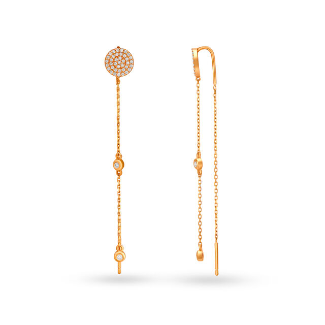 Elegant Rose Gold Sui Dhaga Chandelier Earrings,,hi-res image number null