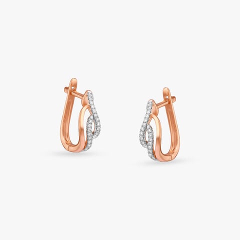 Wave Gleam Diamond Hoop Earrings