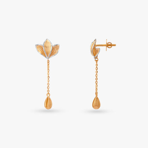 Lotus Bloom Gold Drop Earrings