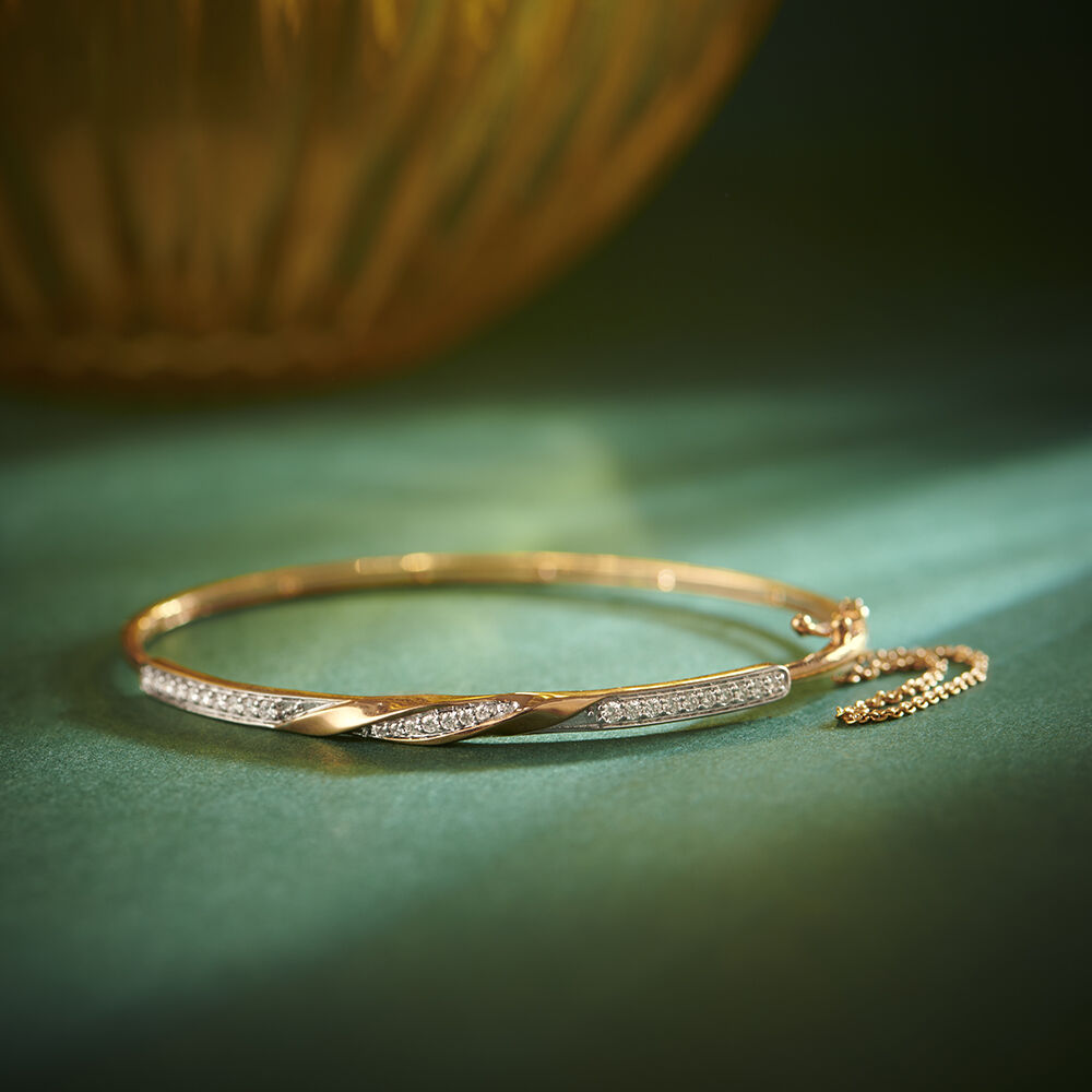 Open Weave 18K White Gold and Diamond Cuff Bracelet with Hinged Clasp
