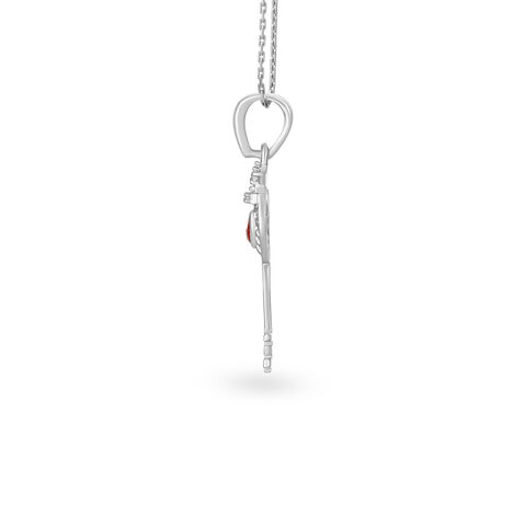 Crowned Heart Key Silver Pendant