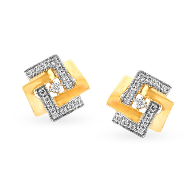 Stunning Contemporary Diamond Stud Earrings,,hi-res image number null