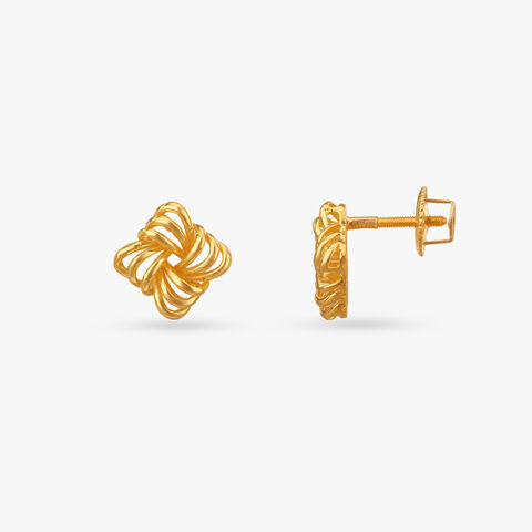 Petal Swirl Gold Stud Earrings