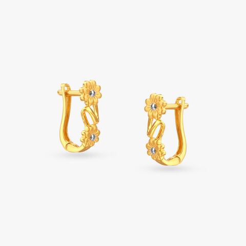 Daisy Curve Gold Hoop Earrings