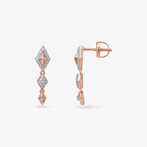 Rhombus Stacked Diamond Drop Earrings