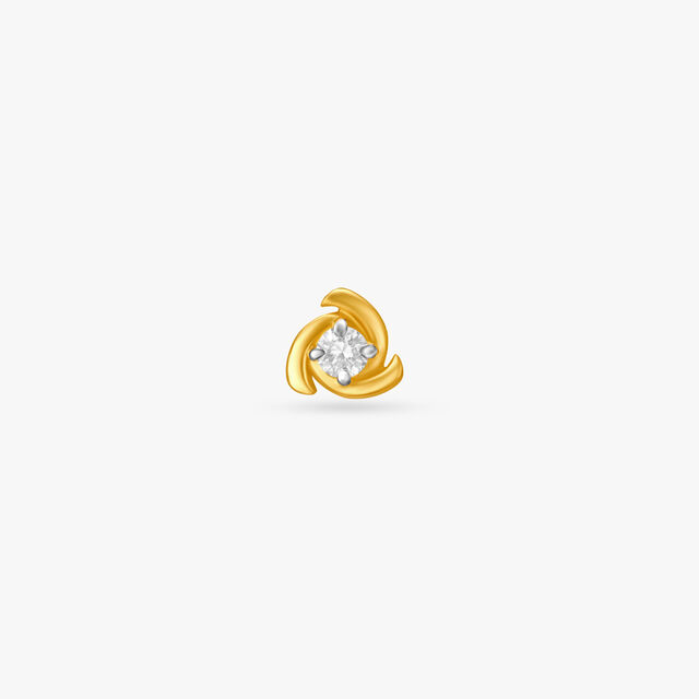 Sublime Floral Gold and Diamond Nose Pin,,hi-res image number null