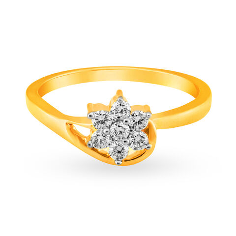 Elegant Floral Motif Seven Stone Diamond Finger Ring