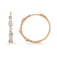 Modish 18 Karat Rose Gold And Diamond Floral Hoop Earrings,,hi-res image number null