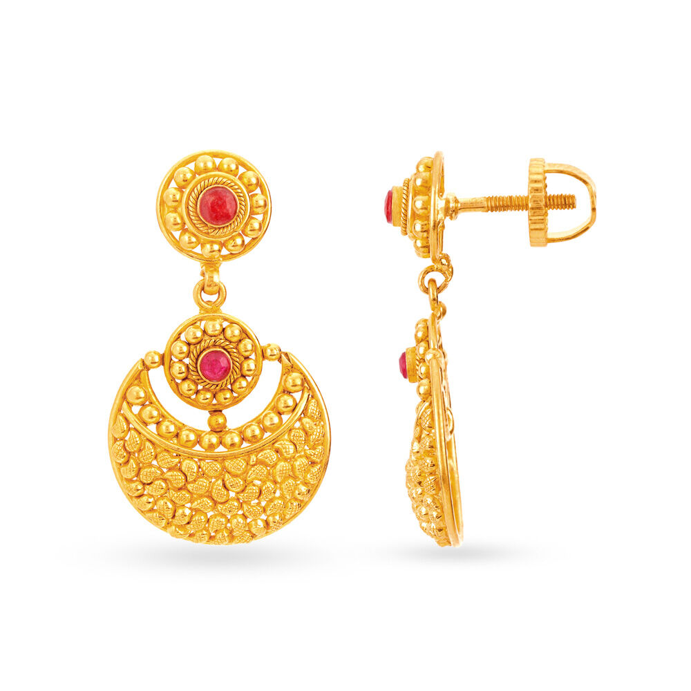 Breathtaking Rawa Work Gold Stud Earrings