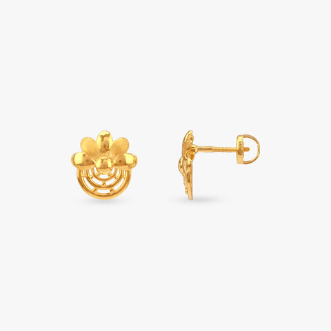 Bloom Arc Gold Stud Earrings