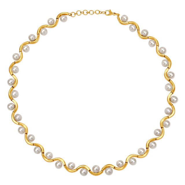 Elegant Serenade of Pearls and Gold Necklace,,hi-res image number null