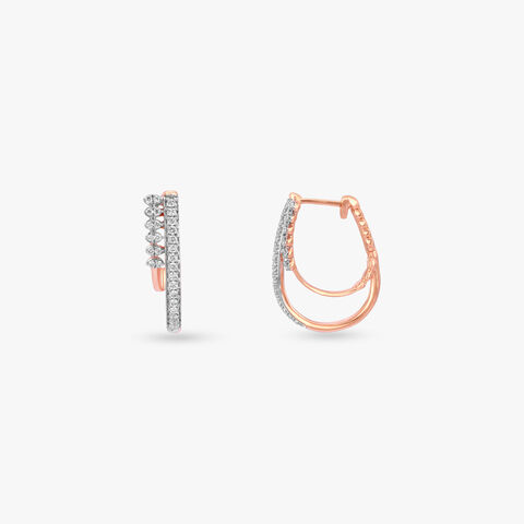 Double Arc Diamond Hoop Earrings
