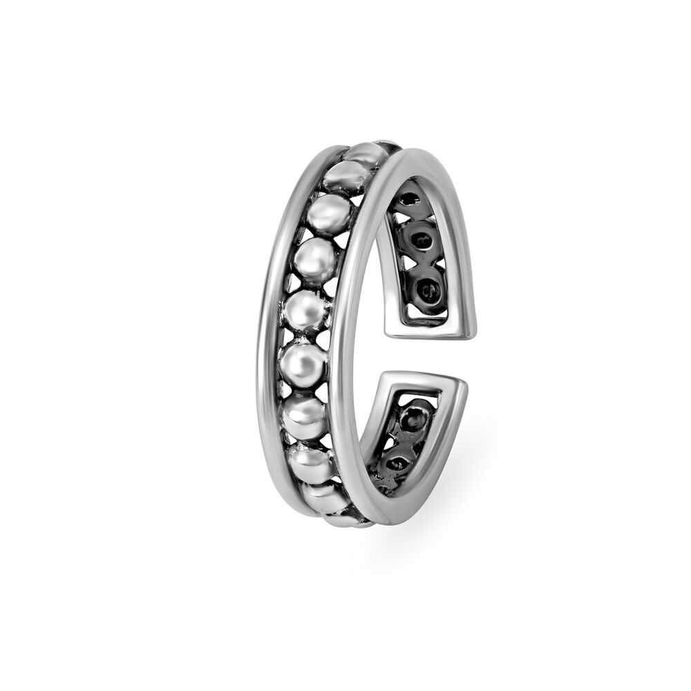 Simple Beads Silver Toe Ring