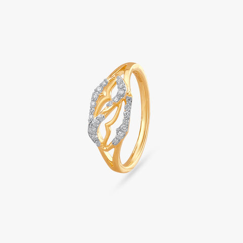 Abstract Leaf Diamond Ring