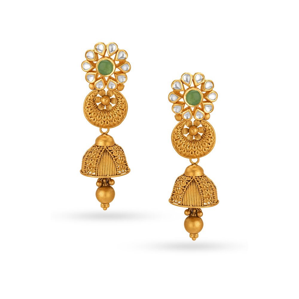 Buy Traditional Ruby Stone 1 Gram Gold Jhumka Earrings Online