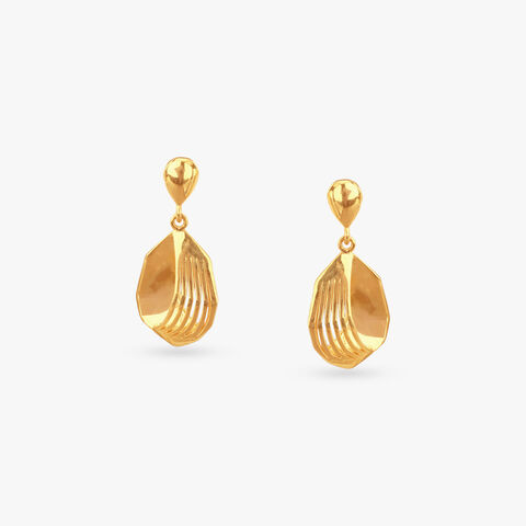 Geometric Layered Gold Drop Earrings