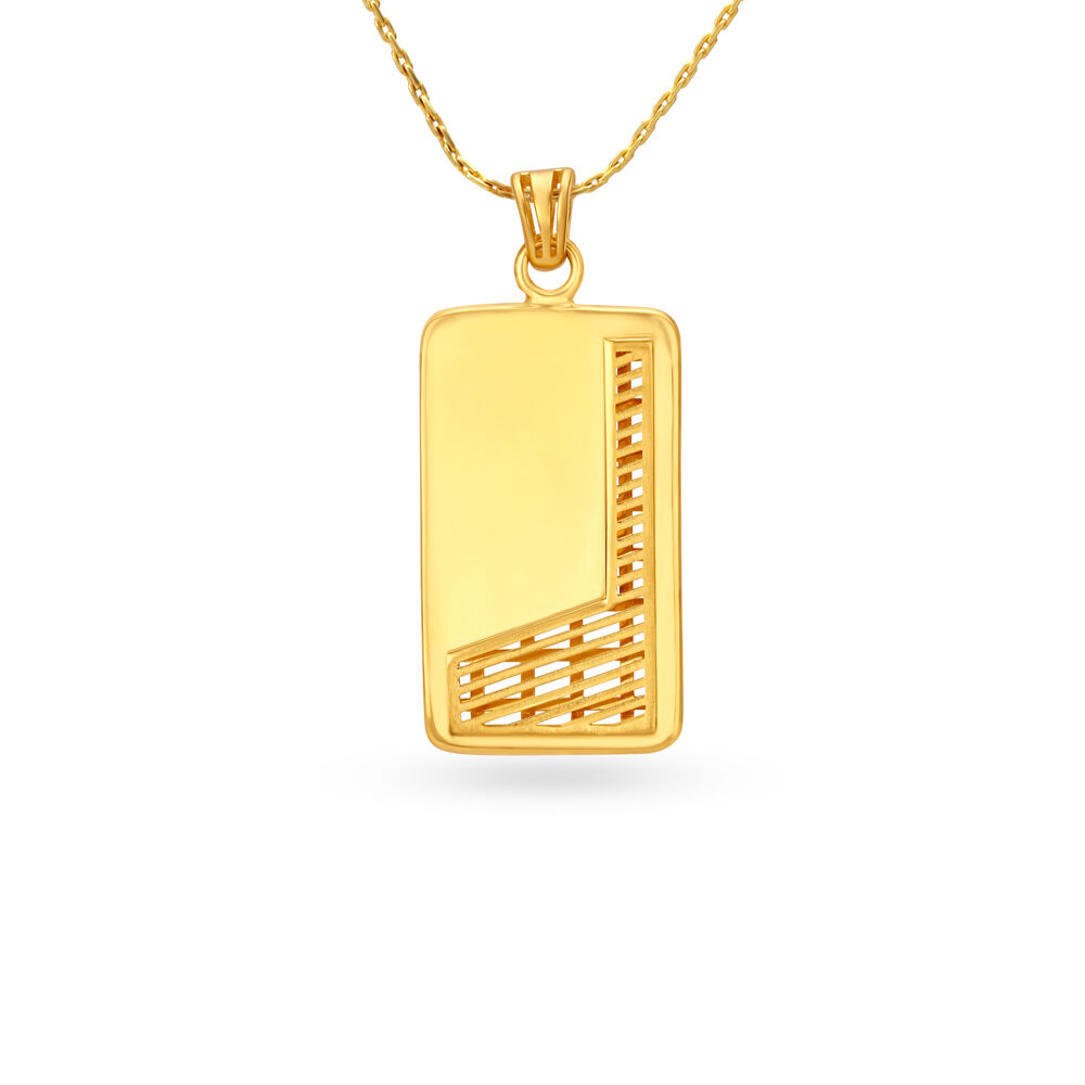 Gold Plated Navratan Pendant & Chain for Men