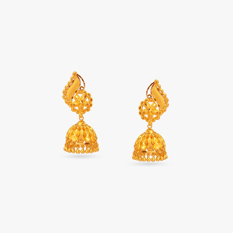 Ethnic Elegance Gold Jhumka Earrings