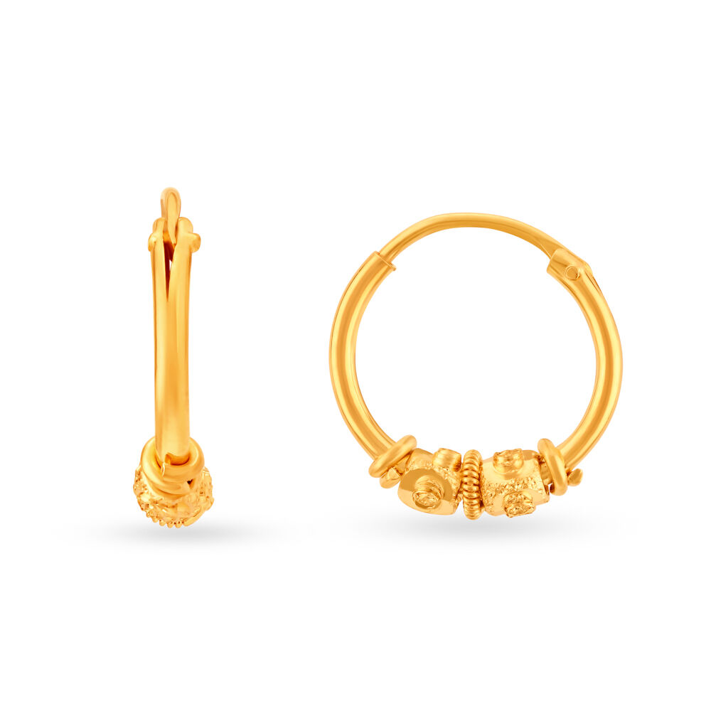 Enticing 22 Karat Yellow Gold Bali Style Hoops