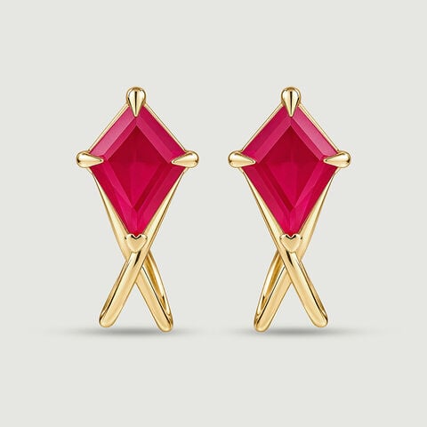 Twisted Red Gold Hoop Earrings