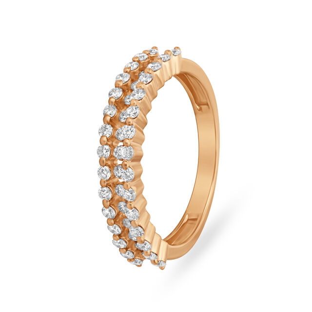 Chic 18 Karat Rose Gold And Diamond Finger Ring,,hi-res image number null
