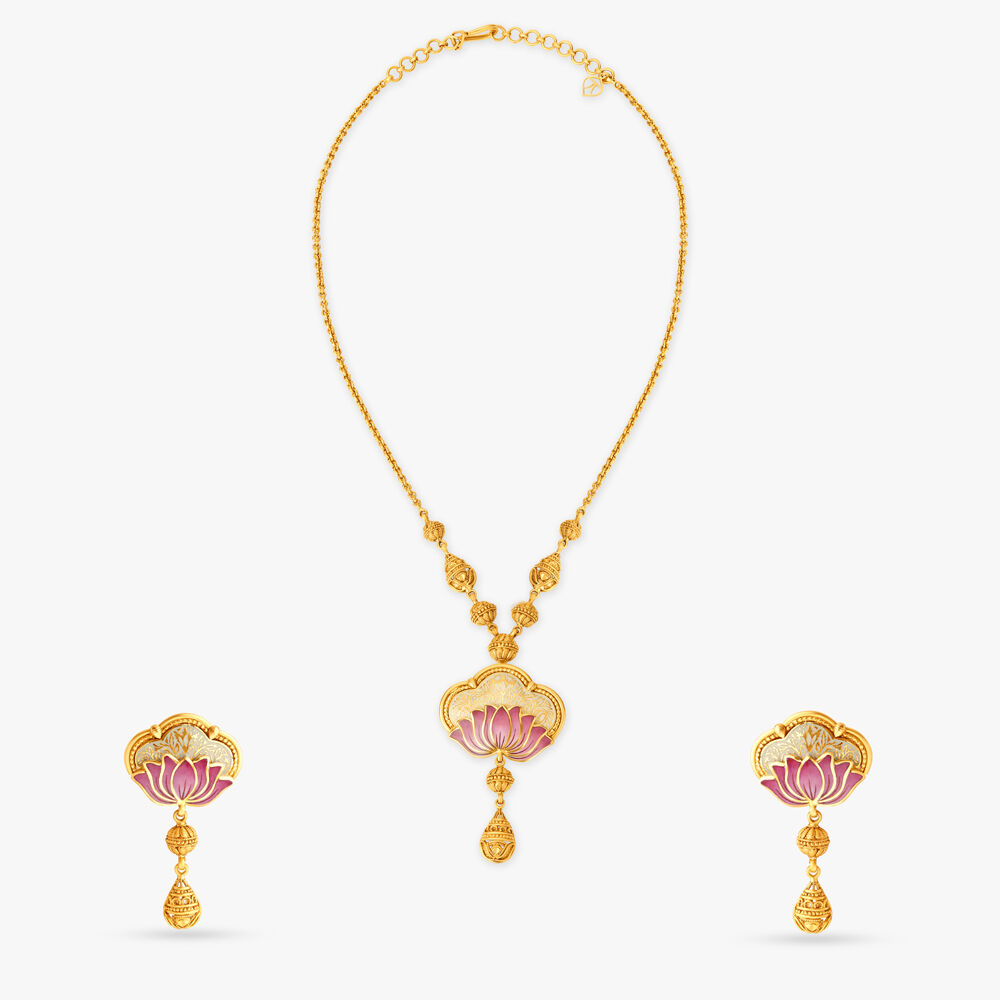 Leaf Twirl - Maroon Ruby American Diamond Gold Plated Jewellery Set –  Priyaasi
