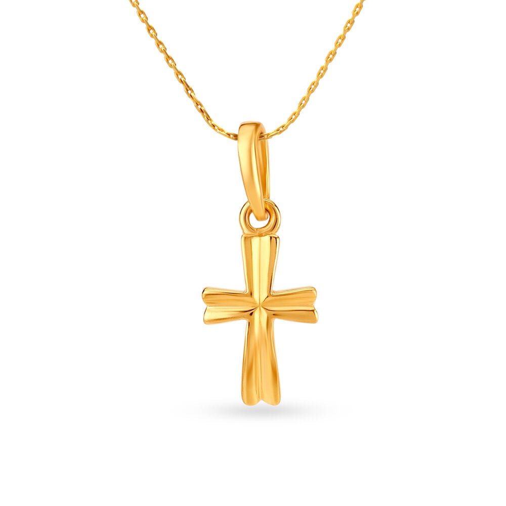 Men's 14K Solid Gold Plain Cross Pendant Necklace | Amazon.com