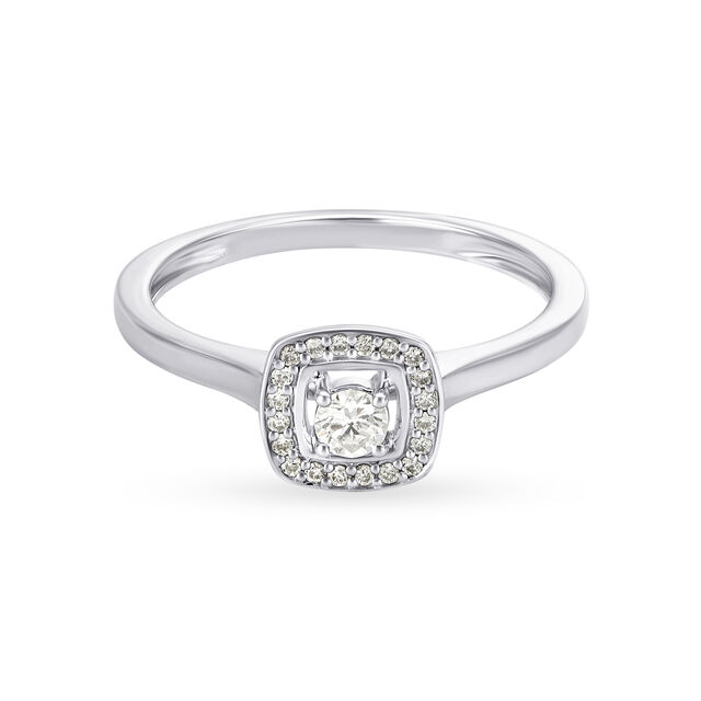 14KT White Gold Diamond Finger Ring,,hi-res image number null