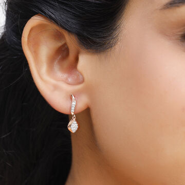 14Kt Rose Gold Twisted Tassels Diamond Drop Earring