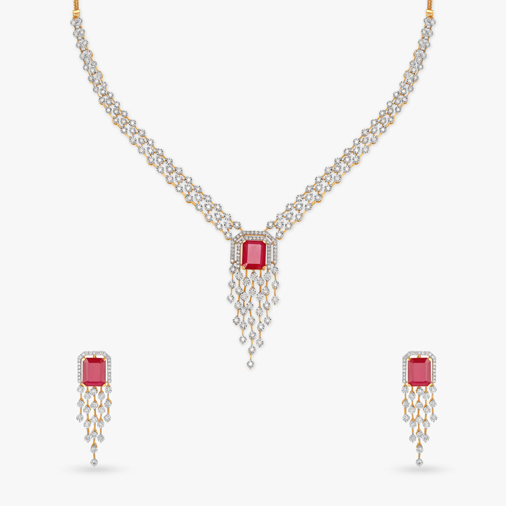 Fiery Cascades Natural diamond Necklace Set