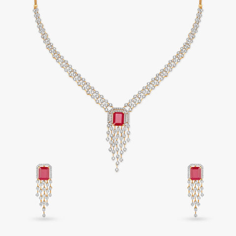 Fiery Cascades Natural diamond Necklace Set