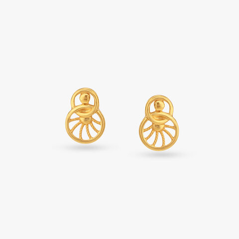 Tiny Wheel Gold Stud Earrings for Kids