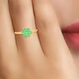 Beautiful 18 Karat Gold And Emerald Flower Ring,,hi-res image number null