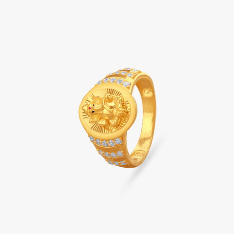 Ganesha Shield Gold Ring For Men
