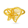 Dazzling Yellow Gold Flower Finger Ring,,hi-res image number null