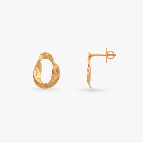 Sculpted Wave Gold Stud Earrings
