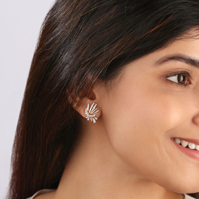 Moonlit Whispers 14KT Diamond Stud Earring